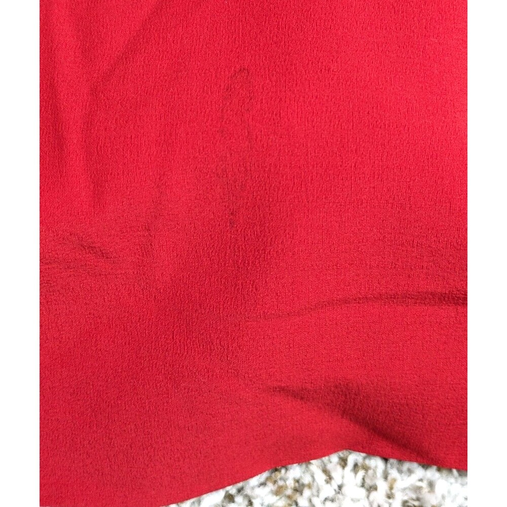 Vintage Rena Lange Dress Size 8 Red Long Sleeve Crepe Moonbeam Inset Patch - Picture 15 of 15